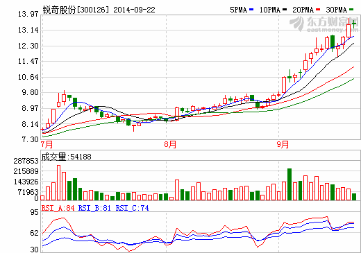 銳奇股份股價走勢圖