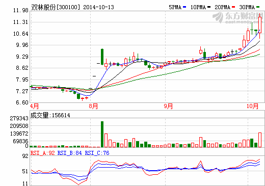 雙林股份股價走勢圖