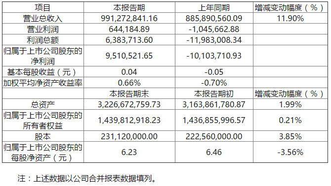 2015年半年度主要財(cái)務(wù)數(shù)據(jù)和指標(biāo)