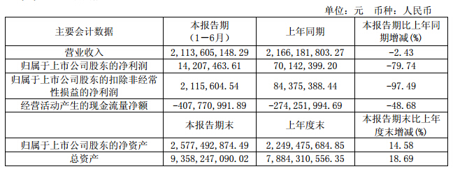 主要會計(jì)數(shù)據(jù)