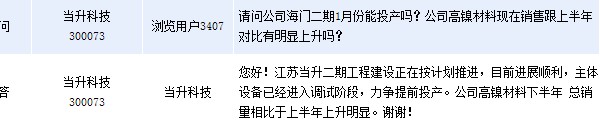 當升科技：高鎳材料下半年總銷量上升明顯