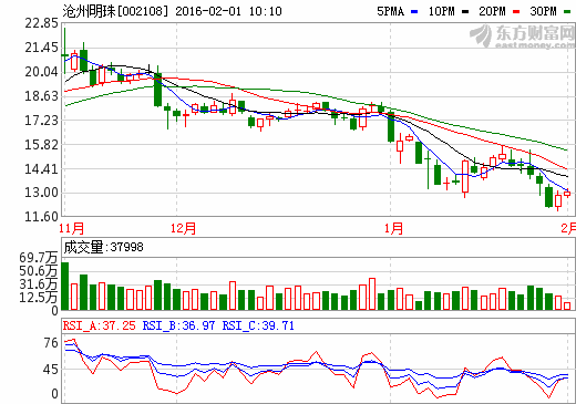 滄州明珠股價(jià)走勢圖