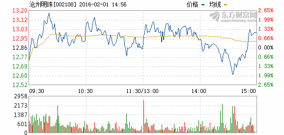 滄州明珠股價走勢圖