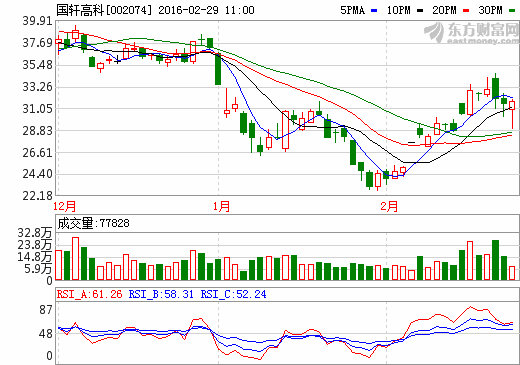 國軒高科：2015年度實現(xiàn)營收27.38億元 利潤5.83億元