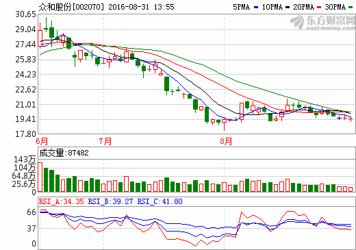 眾和股份：2016中報(bào)凈利潤(rùn)0.31億 同比增長(zhǎng)169.68%