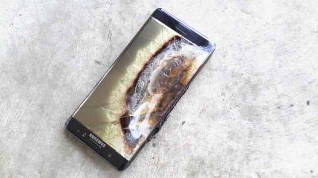 Note 7電池起火并損壞