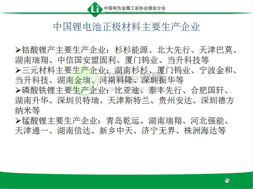 中國鋰電池正極材料主要生產企業(yè)