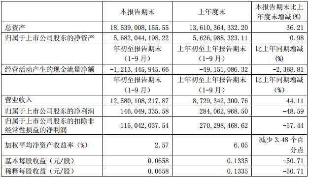 智慧能源主要財務(wù)數(shù)據(jù)（單位：元 幣種：人民幣）