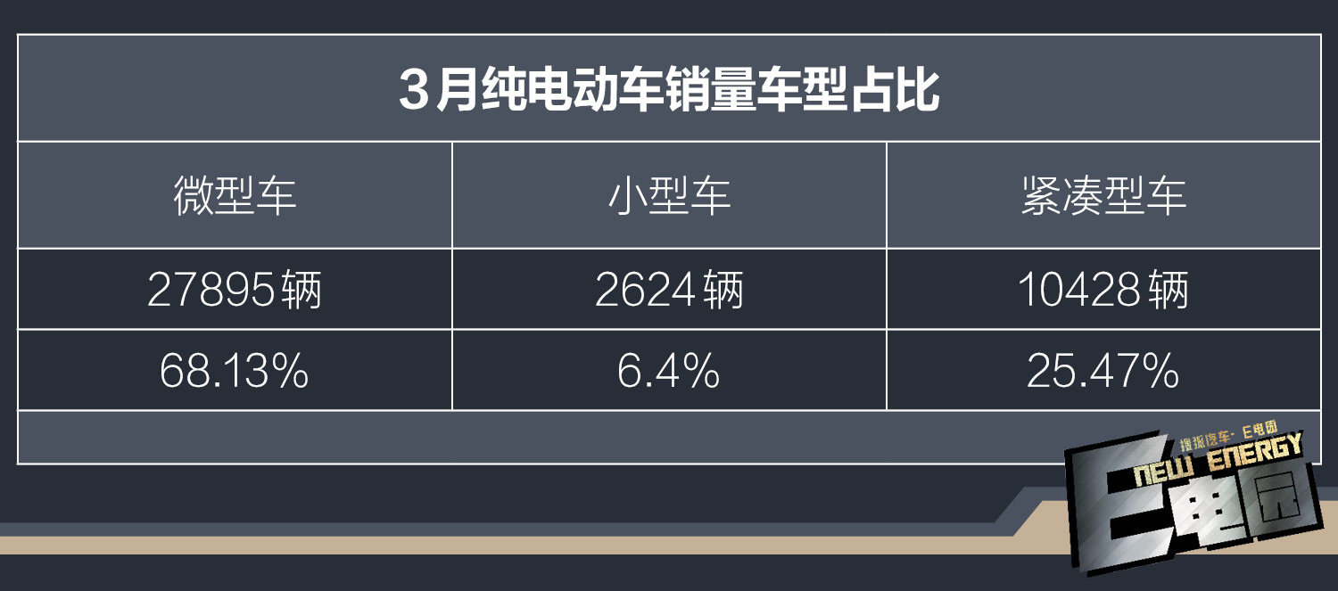 微型車未受補貼新政影響 3月新能源銷量分析EV篇