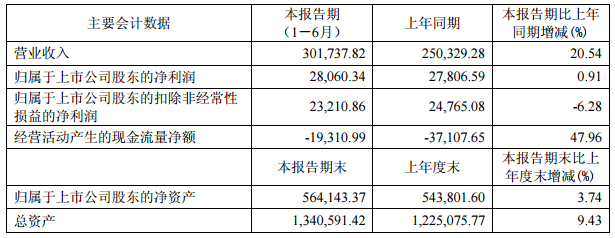 科達(dá)潔能主要會計數(shù)據(jù)和財務(wù)指標(biāo)