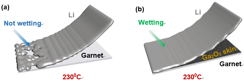 空氣中表面張力自減小的液態(tài)金屬在石榴石型固態(tài)電解質(zhì)表面上的潤濕行為