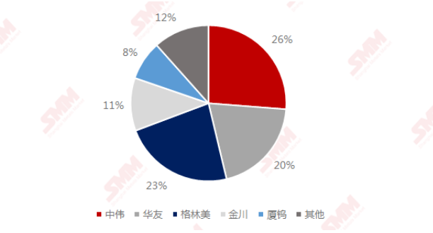 2020年中國四氧化三鈷TOP5生產(chǎn)商市占率