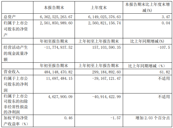 科力遠(yuǎn)2021年第一季度主要財務(wù)數(shù)據(jù)（單位/元）