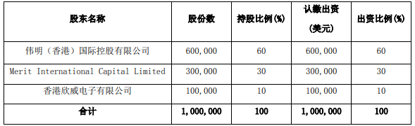 高冰鎳項目公司股權結構及出資比例