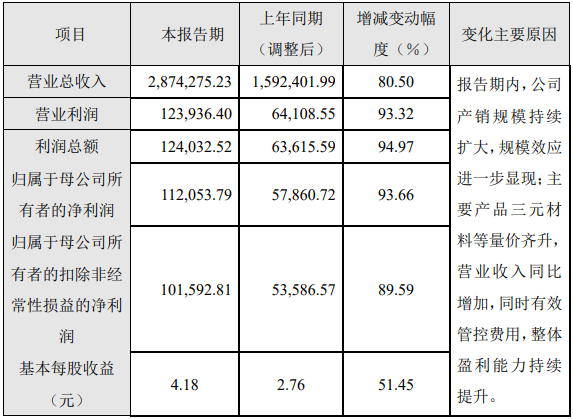 廈鎢新能2022年主要財務(wù)指標(biāo)以及變動原因分析