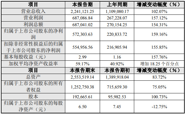 天賜材料2022年度主要財務(wù)數(shù)據(jù)和指標(biāo)（單位：萬元）