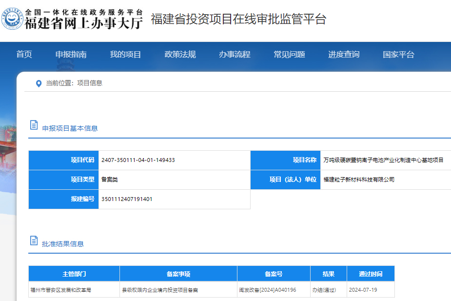 坐標(biāo)福建福州！萬噸級硬碳暨鈉離子電池基地迎新動態(tài)