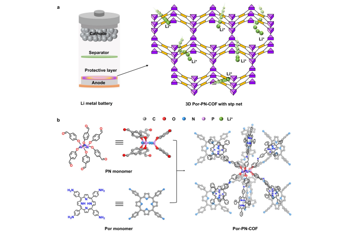 我國科學(xué)家開發(fā)出新型三維共價有機(jī)框架 可提升鋰金屬電池性能